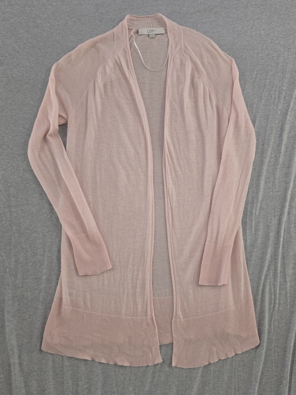 LOFT Light Pink Open-Front Long Cardigan - Picture 4 of 7